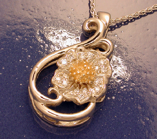 Matilija Flower with Diamonds, Pendant