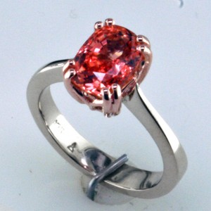 Padparadscha in Custom Rose & White Gold Solitaire