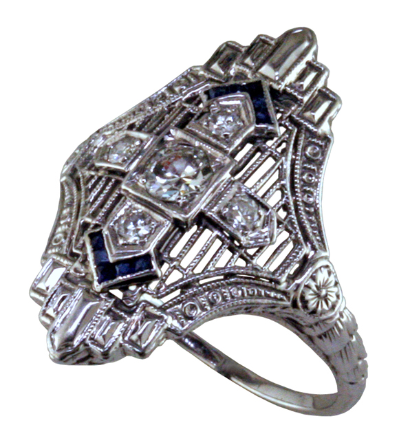 vintage-diamond-synthetic-sapphire-ring-22905b