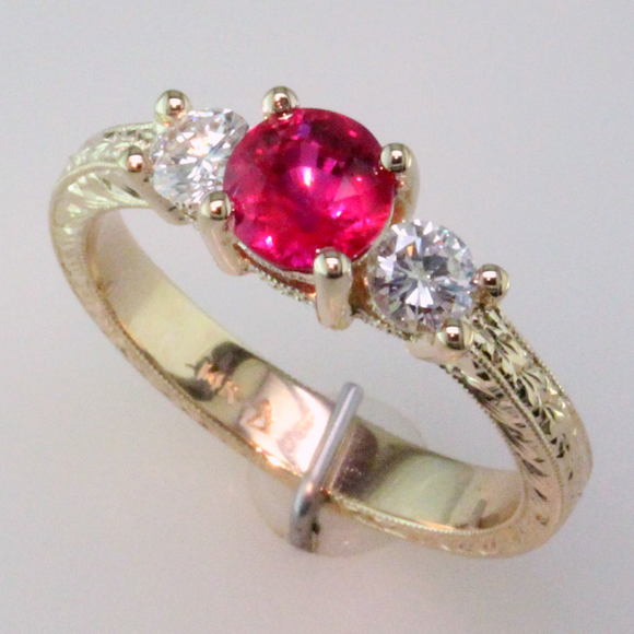PigeonBlood Ruby Ring 3-4 view 1