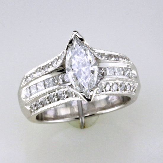 Custom Marquise Princess Round Diamond Ring