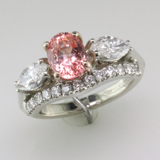 Custom Padparadscha Ring with Band