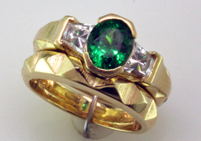 Custom Tsavorite & Diamond Ring