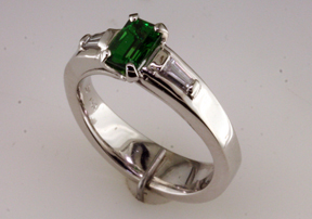 Custom Tsavorite Garnet & Diamond Ring