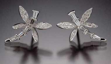 18kw Diamond Dragonfly Stud Earrings