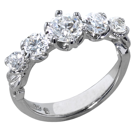 Leafy 5-Stone Diamond Ring