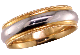 Platinum & 18ky Milgrain Men's Band