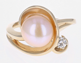 14ky Pearl + Diamond Ring
