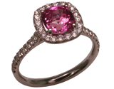 14kw Pink Sapphire Halo Ring