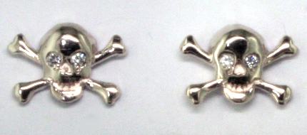 14kw Skull & Crossbone Stud Earrings