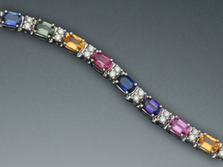 18kw Rainbow Sapphire & Diamond Bracelet