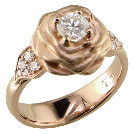 14k rose Rose Diamond Ring