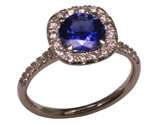 14kw Blue Sapphire Halo Ring