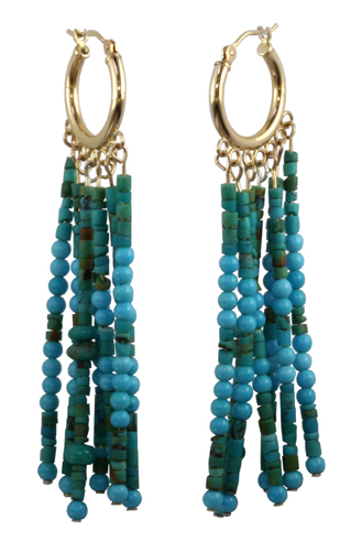 14ky Turquoise Dangle Earrings