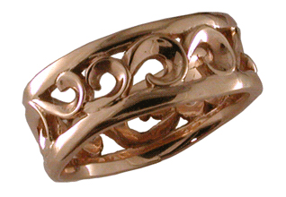18ky Men's Wave Band Ring
