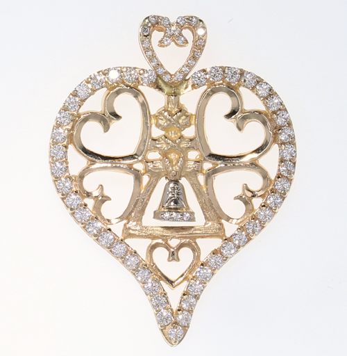 Large Diamond Heart Raincross Pendant
