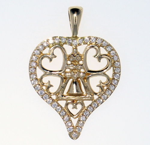 Small Diamond Heart Raincross Pendant
