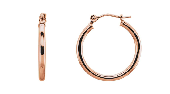 14k rose 20mm Hoop Earrings, Pair