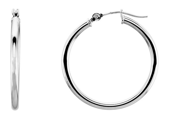 14kw 25mm Hoop Earrings, Pair