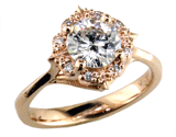 Custom Elvish Halo Ring in Rose Gold