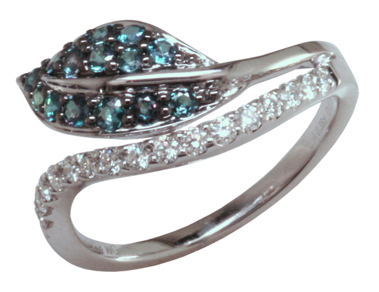 Alexandrite & Diamond Leaf Ring