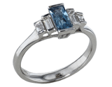 14kw Aqua + Diamond Ring