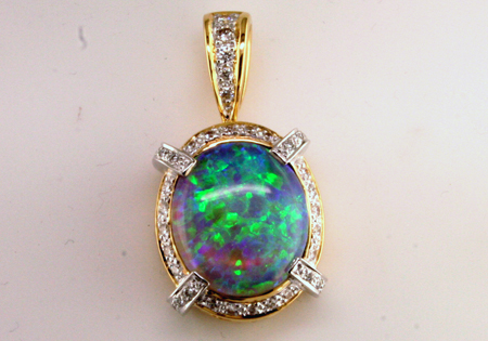 Black Opal & Diamond Pendant