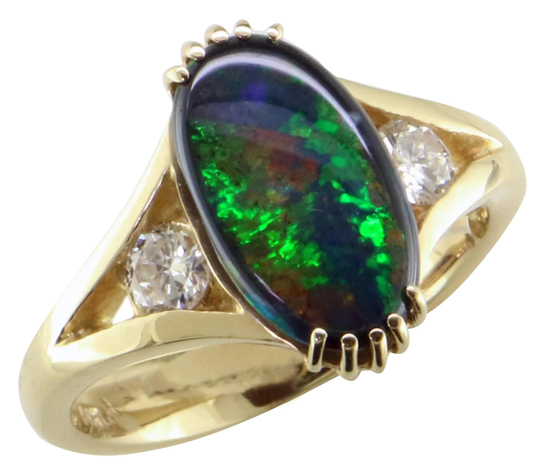 Black Opal & Diamond Ring