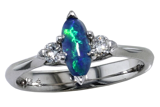 Black Opal + Diamond Ring
