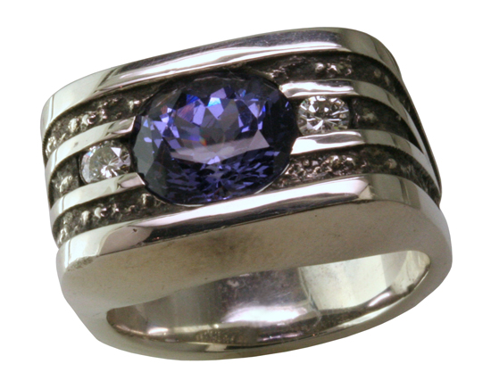 SS Blue Spinel Man's Ring