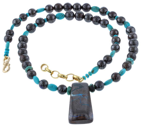 Boulder Opal + Turquoise Necklace
