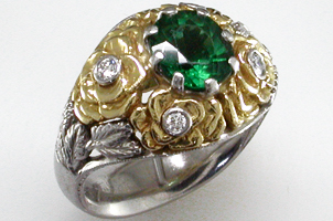 Chrome Tourmaline & Diamond Ring