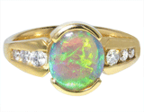 Crystal Opal & Diamond Ring