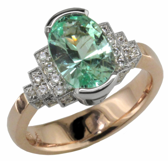 Cuprian Tourmaline & Diamond Ring