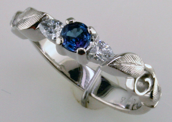 Custom Alexandrite and Diamond Ring