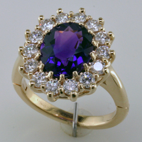 Custom Amethyst & Diamond Ring