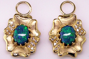 Black Opal & Diamond Earrings