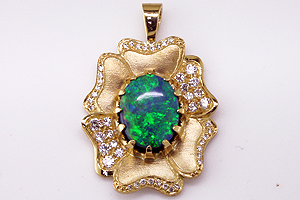 Black Opal & Diamond Pendant