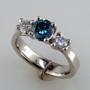 Custom Blue Diamond Ring