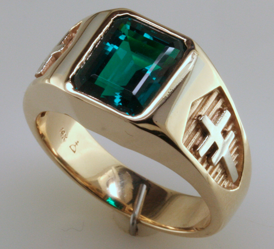 Custom Synthetic Emerald Ring