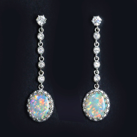 Custom Dangling Opal Earrings