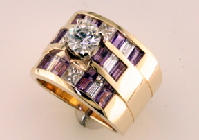 Custom Diamond & Amethyst Ring