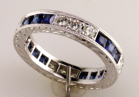 Custom Diamond & Sapphire Band