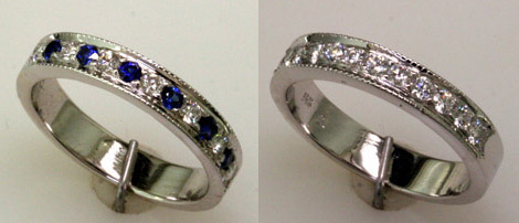 Custom Diamond & Sapphire Bands