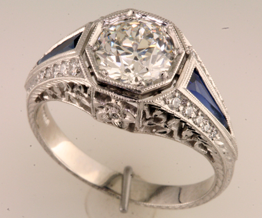 Custom Diamond & Sapphire Ring