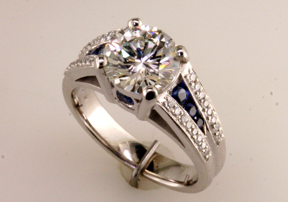 Custom Diamond & Sapphire Ring