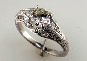 Custom Filigree Diamond Ring