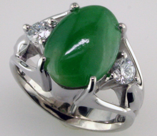 Custom Jade & Diamond Ring