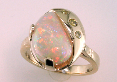 Custom Opal and Diamond Ring
