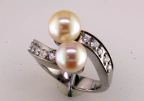 Custom Pearl & Diamond Ring